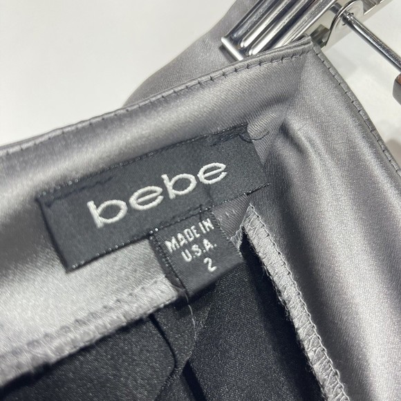 bebe Women Ruched Side Pleat Pencil Skirt Satined Size 2 - Picture 11 of 16